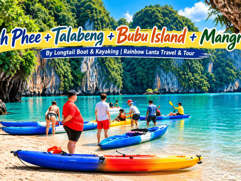 Koh Phee + Talabeng + Bubu Island + Mangrove  By Longtail Boat & Kayaking | Rainbow Lanta Travel & Tour